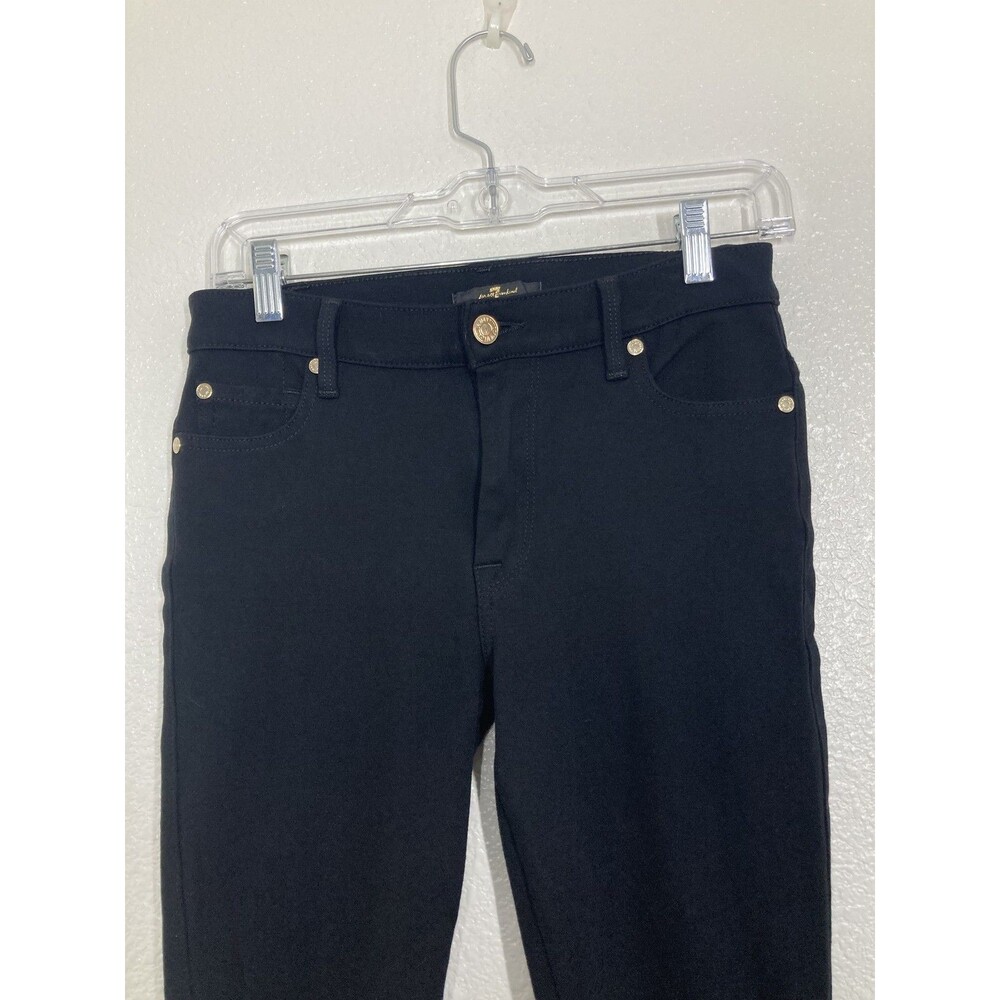 7 For All Mankind Pants Womens 27 Black Skinny Stretch Denim Gold Hardware USA - Picture 7 of 16